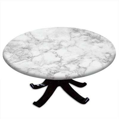 VBTGVE Round Tablecloth with Elastic Edges, Nature Granite Pattern with Cloudy Spotted Trace Effects Marble Image, Marble Design, Grey Dust, 48 inches Tablecloth - For tables up to 40 inches
