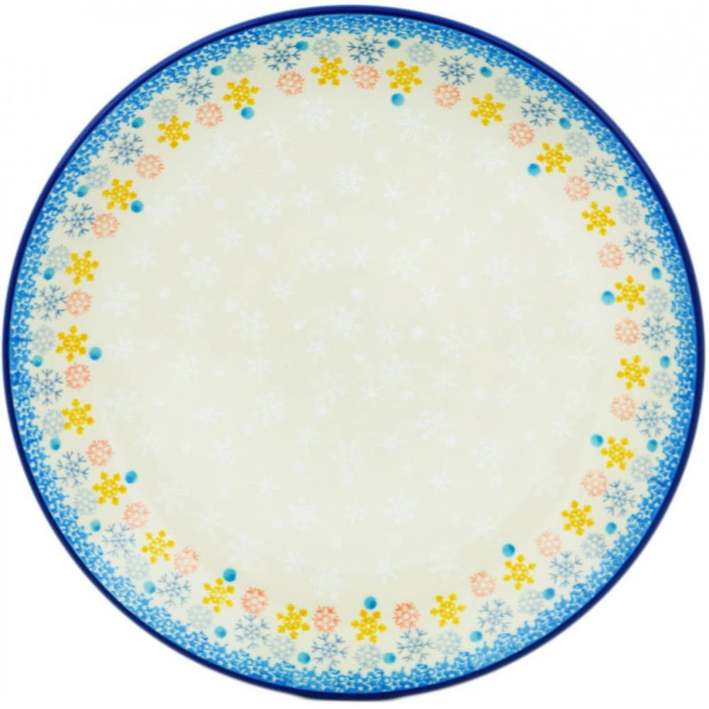 Polmedia Polish Pottery Dinner Plate - Snow Bliss Pattern Handmade in Boleslawiec Poland by Ceramika Artystyczna + Certificate of Authenticity