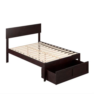 AFI Boston Full Size Platform Bed with Foot Drawer in Espresso