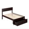 AFI Boston Full Size Platform Bed with Foot Drawer in Espresso view 1