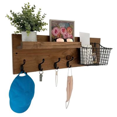 DistressedMeNot Industrial Entryway Mail Organizer with Key Hooks, Coat Hooks, Industrial Mail Basket Wall Mounted (36" (5 Double Hooks))