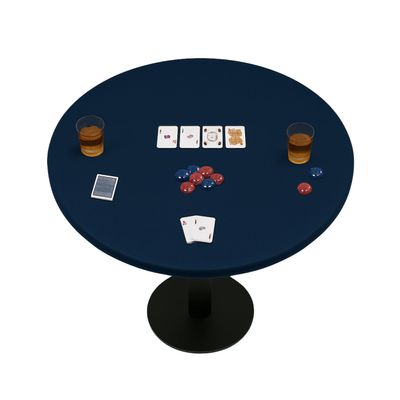 Feltectors Felt Card Game Table Cover for Poker, Mahjong, Domino,Bridge and Board Game, Elastic Fitted Tablecloth for 60 to 72 Inch Round, Blue