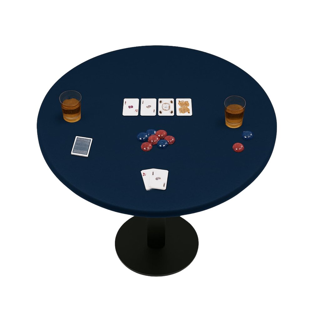 Feltectors Felt Card Game Table Cover for Poker, Mahjong, Domino,Bridge and Board Game, Elastic Fitted Tablecloth for 60 to 72 Inch Round, Blue