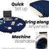 Feltectors Felt Card Game Table Cover for Poker, Mahjong, Domino,Bridge and Board Game, Elastic Fitted Tablecloth for 60 to 72 Inch Round, Blue view 4