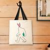 Easter Bunny Decor Sasquatch Easter Bunny Easter Basket Stuffers Black Handle Canvas Tote Bag view 3