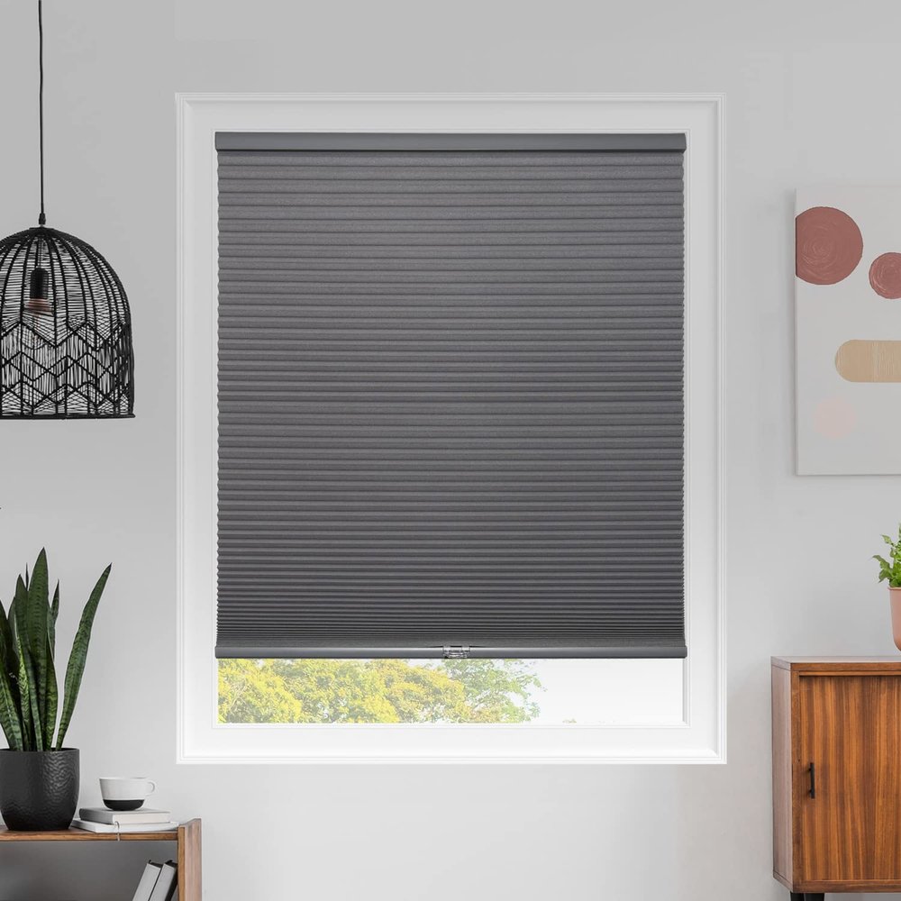 CHICOLOGY Cellular Shades, Window Blinds Cordless, Blinds for Windows, Window Shades for Home, Window Coverings, Cellular Blinds, Door Blinds, Montana Dark Grey (Blackout), 41" W X 84" H