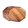 10 Inch Solid Acacia Wood Serving Platters and Trays Set of 2 Highly Durable Dishwasher Safe Octagon Party Plates Avoid Sliding and Spilling Food with Easy Carry Grooved Handle Design view 1