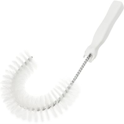 SPARTA Plastic Hook Dusting Brush, Clean-In-Place, Galvanized Wire with Threaded Hole for Dusting Surface of Curved Drains and Pipes, 11.5 Inch Length, White
