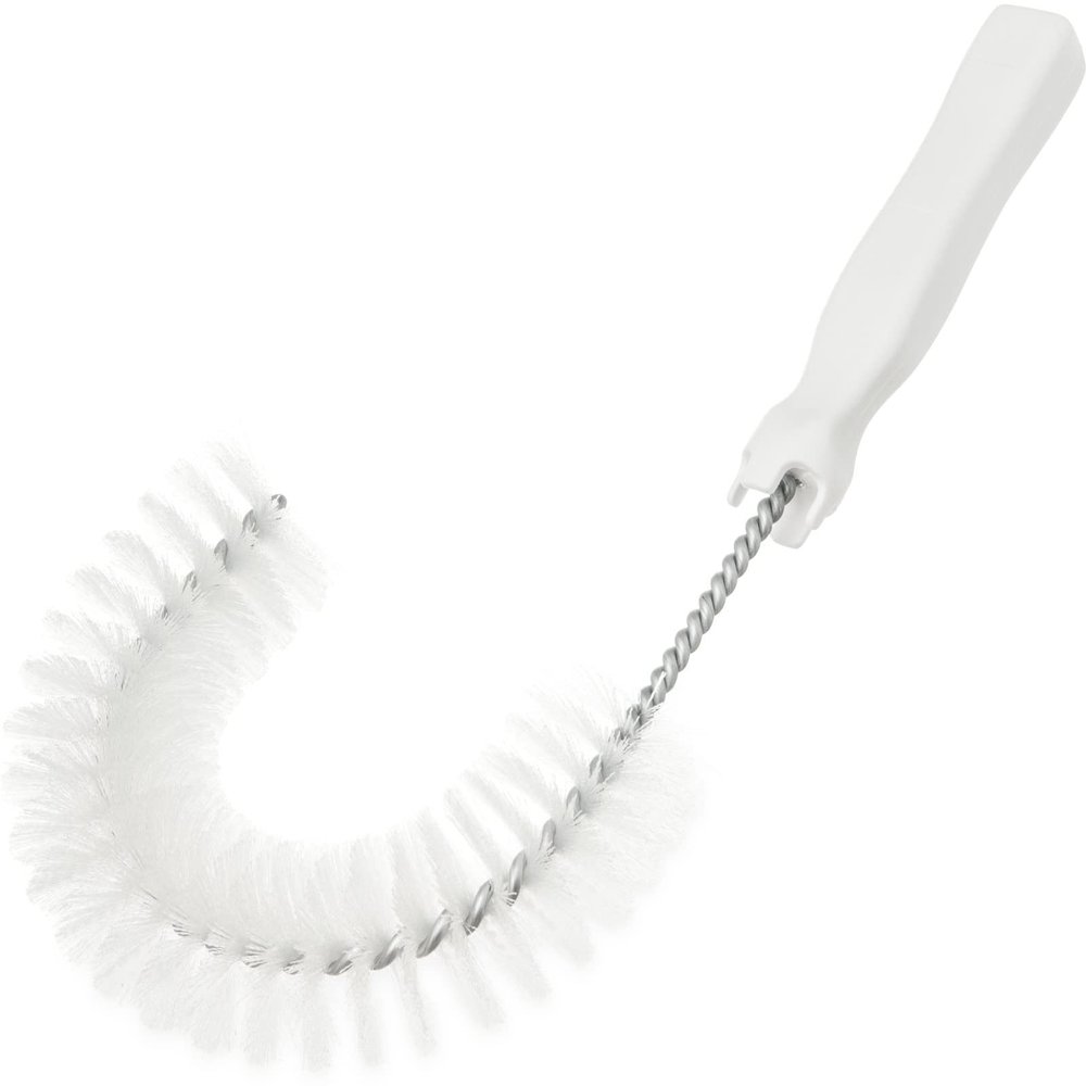SPARTA Plastic Hook Dusting Brush, Clean-In-Place, Galvanized Wire with Threaded Hole for Dusting Surface of Curved Drains and Pipes, 11.5 Inch Length, White