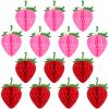 14 Pieces 6 Inches Strawberry Honeycomb Birthday Party Decorations Paper Strawberry Ball Tissue Shortcake Party Decorations for Girls Baby Shower Birthday(Red, Pink) view 1