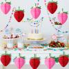 14 Pieces 6 Inches Strawberry Honeycomb Birthday Party Decorations Paper Strawberry Ball Tissue Shortcake Party Decorations for Girls Baby Shower Birthday(Red, Pink) view 2