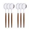 Uniturcky 6-Piece Dinner Spoons Set, Food Grade Stainless Steel Spoons for Home Hotel Restaurant, Silver Mirror Polished, Faux Wooden Clip Handle Design, 8.0inch Durable Spoons Set, Dishwasher Safe view 1