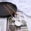 Uniturcky 6-Piece Dinner Spoons Set, Food Grade Stainless Steel Spoons for Home Hotel Restaurant, Silver Mirror Polished, Faux Wooden Clip Handle Design, 8.0inch Durable Spoons Set, Dishwasher Safe view 4
