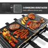 Raclette Table Grill, CUSIMAX Indoor Grill Electric Grill, Portable Korean BBQ Grill with 2 in 1 Reversible Non-stick Plate & Natural Grill Stone, 8 Raclette Pans 8 Wooden Spatulas for Family Fun view 2