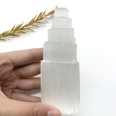 WGPHDW Crystal Healing Meditation Decoration Natural Mental Clarity Gypsum Crystal Candleholder Cylindrical Tower Home Decor Natural Healing Crystals Gift Home Decor Beautiful Gifts (Color : 10mm)