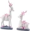 2pcs Deer Statues Miniature Reindeer Figurines Modern Art Ornament for Christmas TV Stand Bookshelf Decor - White view 1