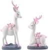 2pcs Deer Statues Miniature Reindeer Figurines Modern Art Ornament for Christmas TV Stand Bookshelf Decor - White view 2