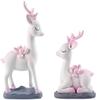 2pcs Deer Statues Miniature Reindeer Figurines Modern Art Ornament for Christmas TV Stand Bookshelf Decor - White view 3