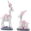 2pcs Deer Statues Miniature Reindeer Figurines Modern Art Ornament for Christmas TV Stand Bookshelf Decor - White view 4