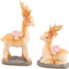 2pcs Deer Statues Miniature Reindeer Figurines Modern Art Ornament for Christmas TV Stand Bookshelf Decor - Brown view 1