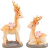 2pcs Deer Statues Miniature Reindeer Figurines Modern Art Ornament for Christmas TV Stand Bookshelf Decor - Brown view 3