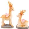 2pcs Deer Statues Miniature Reindeer Figurines Modern Art Ornament for Christmas TV Stand Bookshelf Decor - Brown view 4