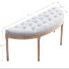 Kmax 55" Upholstered Bench Tufted Fabric Bench Vintage Semi-Circle Entryway Bench Carved Pattern&Rubber Wood Legs for End of Bed, Grey view 2