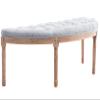 Kmax 55" Upholstered Bench Tufted Fabric Bench Vintage Semi-Circle Entryway Bench Carved Pattern&Rubber Wood Legs for End of Bed, Grey view 4