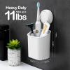 LEVERLOC Toothbrush and Soap Holder Sets,4 Packs Shower Toothbrush Holder Suction Cup Wall Mounted and Soap Dish for Shower Bathroom NO-Drilling Removable Self Draining for Kitchen view 2