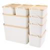 ANMINY 8PCS All-in-One Lidded Plastic Storage Bins Set White Desk Basket Box Drawer Organizer Kitchen Food Container with Handles Removable Lids Decorative Clothes Laundry Closet Cabinet Shelf Cube view 1