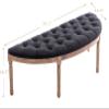 Kmax 55" Upholstered Bench Tufted Fabric Bench Vintage Semi-Circle Entryway Bench Carved Pattern&Rubber Wood Legs for End of Bed, Charcoal Black view 2
