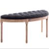 Kmax 55" Upholstered Bench Tufted Fabric Bench Vintage Semi-Circle Entryway Bench Carved Pattern&Rubber Wood Legs for End of Bed, Charcoal Black view 4