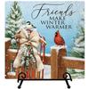 Carson Home Accents Friends Make Winter Warmer Easel Plaque, 6-inch Height, Multicolor, Made of Ceramic, Wall Mount, Christmas view 1
