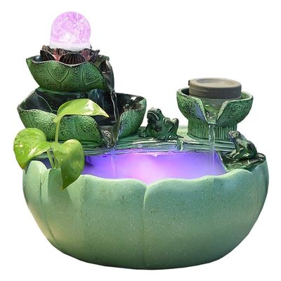 KKNH Relaxation Fountain Tabletop Fountain Resin Lotus Leaf Desktop Fountain Fish Tank Creative Office Indoor Fountains Craft 8.66 Inches Quiet Soothing Sound of Water