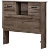 Pemberly Row Rustic Bookcase Headboard with Drawer Storage, Farmhouse Headboard for Bedrrom, Twin XL, Distressed Oak view 1
