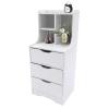 33 Inch High White Nightstand W/Storage Shelf Bedroom Nightstand, Modern Bedside End Table with 3 Drawers Multifunction MDF Material Night Stand Bedroom Storage Drawer Cabinet view 1