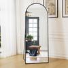 Dewfig Arched Full Length Mirror, 64"x21" Large Floor Mirrors with Stand, Full Body Mirror for Leaning Hanging, Standing Mirrors for Bedroom, Living Room,Dressing Room, Aluminum Alloy Frame, Black view 2
