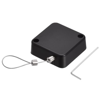 MECCANIXITY Retractable Cable Lock with Self-Adhesive, Remote Control Security Lock Anti-Lost 2m Rope Hardware Cable Lock 200g Tensile Force Black Pack of 2
