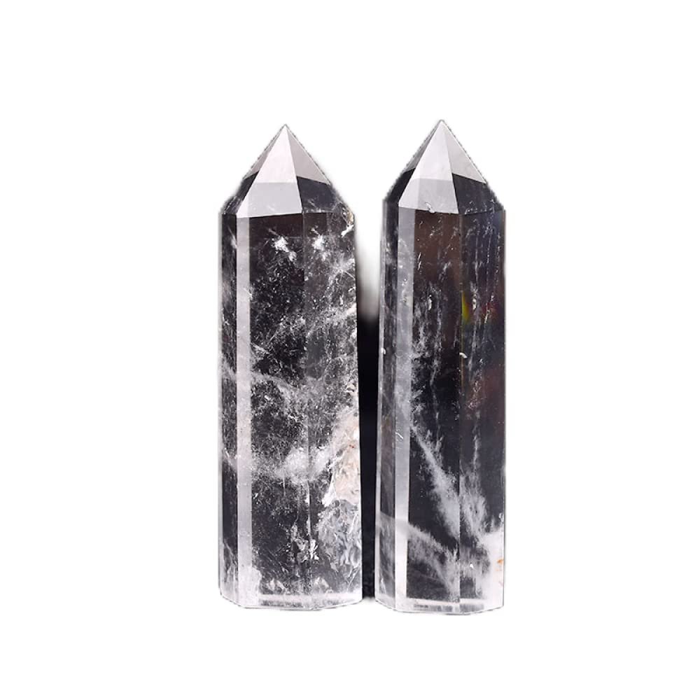 LMNUY Healing Crystal Crystal Clear Quartz Transparency Quartz Point Healing Stone Hexagonal Prisms 50-80mm Obelisk Wand Stone Home Decor 1PC Reiki Balancing