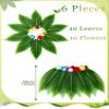 Janmercy 6 Pcs Green Leaf Skirts Hula Grass Skirts with Artificial Flowers Hawaiian Costume for Women Summer Luau Party view 2
