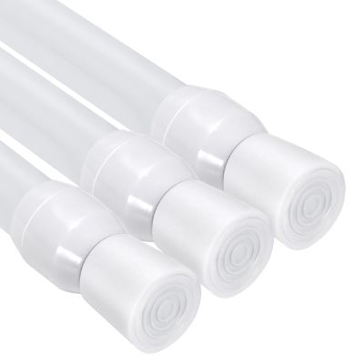 3 Pack Spring Tension Curtain Rods White Ajustable 41-71inchs, 0.6inch Diameter, Extension Spring Closet Rods for Bathroom, Windows, Wardrobe, Shoe Cabinet, Kitchen Cupboard (WHITE)