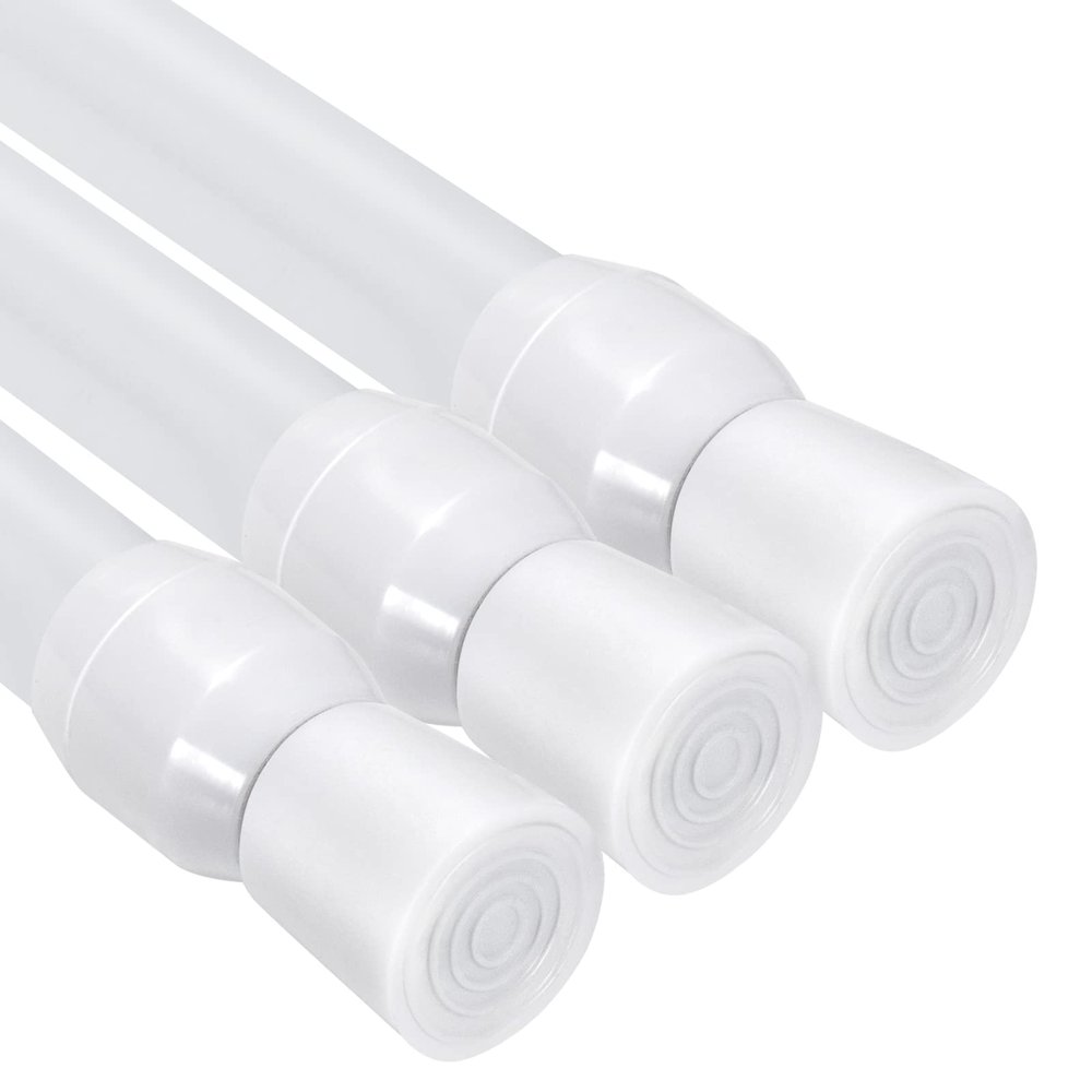 3 Pack Spring Tension Curtain Rods White Ajustable 41-71inchs, 0.6inch Diameter, Extension Spring Closet Rods for Bathroom, Windows, Wardrobe, Shoe Cabinet, Kitchen Cupboard (WHITE)