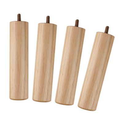 LUOFDCLDDD Furniture LegsSet of 4 Wooden Sofa Legs,Cylinder Coffee Tableniture Feet,Cupboard Replacement Legs,Chair Legs,for Closet,Tv Cabinet,Nightstand,Couch,with M8 Threaded Rod,Wood Color/14Cm