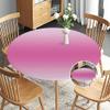 VBTGVE Round Fitted Ombre Tablecloth, Elastic Edge, Waterproof and wipeable Table Cover, Table Decoration Cloth, Buffet Party and Camping, Fit for 62" Table, Pink view 2