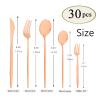 30Pcs Copper Flatware Set for 6 With Dessert Spoon And Cake Fork Silverware Cutlery Set, Snplowum Stainless Steel Utensils Set Basics Tableware, Mirror Polished, Dishwasher Safe view 2
