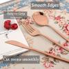 30Pcs Copper Flatware Set for 6 With Dessert Spoon And Cake Fork Silverware Cutlery Set, Snplowum Stainless Steel Utensils Set Basics Tableware, Mirror Polished, Dishwasher Safe view 3