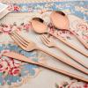 30Pcs Copper Flatware Set for 6 With Dessert Spoon And Cake Fork Silverware Cutlery Set, Snplowum Stainless Steel Utensils Set Basics Tableware, Mirror Polished, Dishwasher Safe view 4