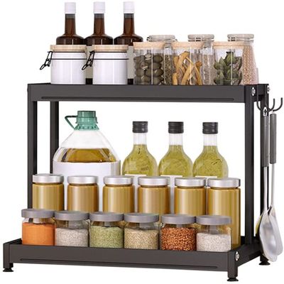 Pkfinrd Kitchen 2 Tiers Spice Rack Countertop Organizer Holder Oil Salt Sauce Vinegar Seasoning Jar Shelf Multi-Tier Storage Stand (Size : 2 Tier - 44cm)