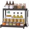 Pkfinrd Kitchen 2 Tiers Spice Rack Countertop Organizer Holder Oil Salt Sauce Vinegar Seasoning Jar Shelf Multi-Tier Storage Stand (Size : 2 Tier - 44cm) view 1