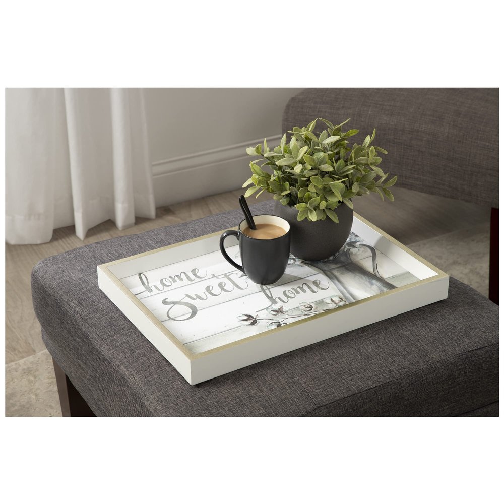 13x19 Inch Decorative Wood Ottoman/Coffee Table Tray Featuring Farmhouse Cotton Home Sweet Home